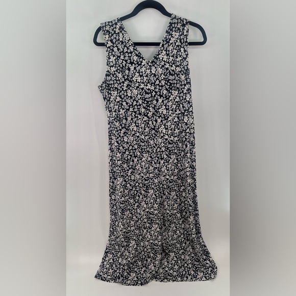 Nina Leonard Black with White Floral Sleeveless Maxi Dress with Bow Size XL - Picture 4 of 8